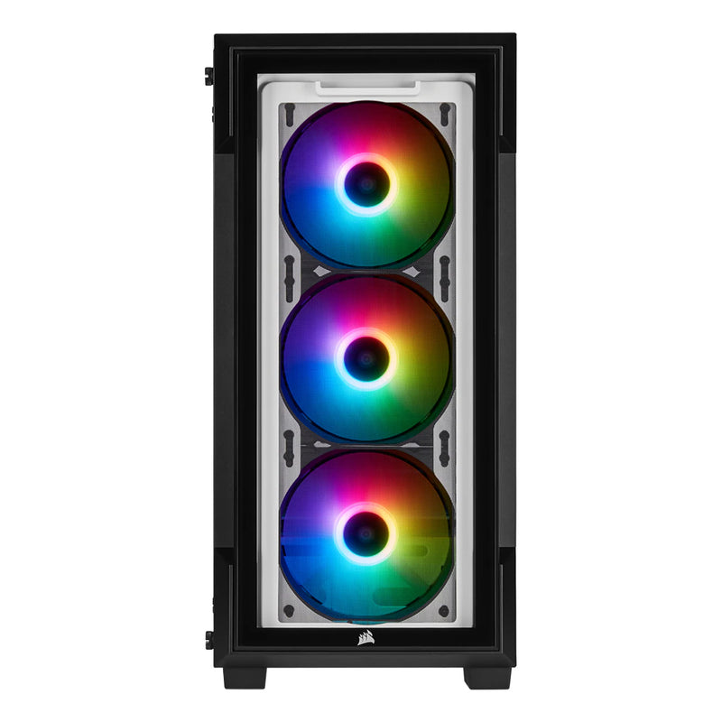 CORSAIR iCUE 220T RGB Mid Tower ATX Cabinet with Three SP120 RGB PRO Fans and Tempered Glass Side Panel
