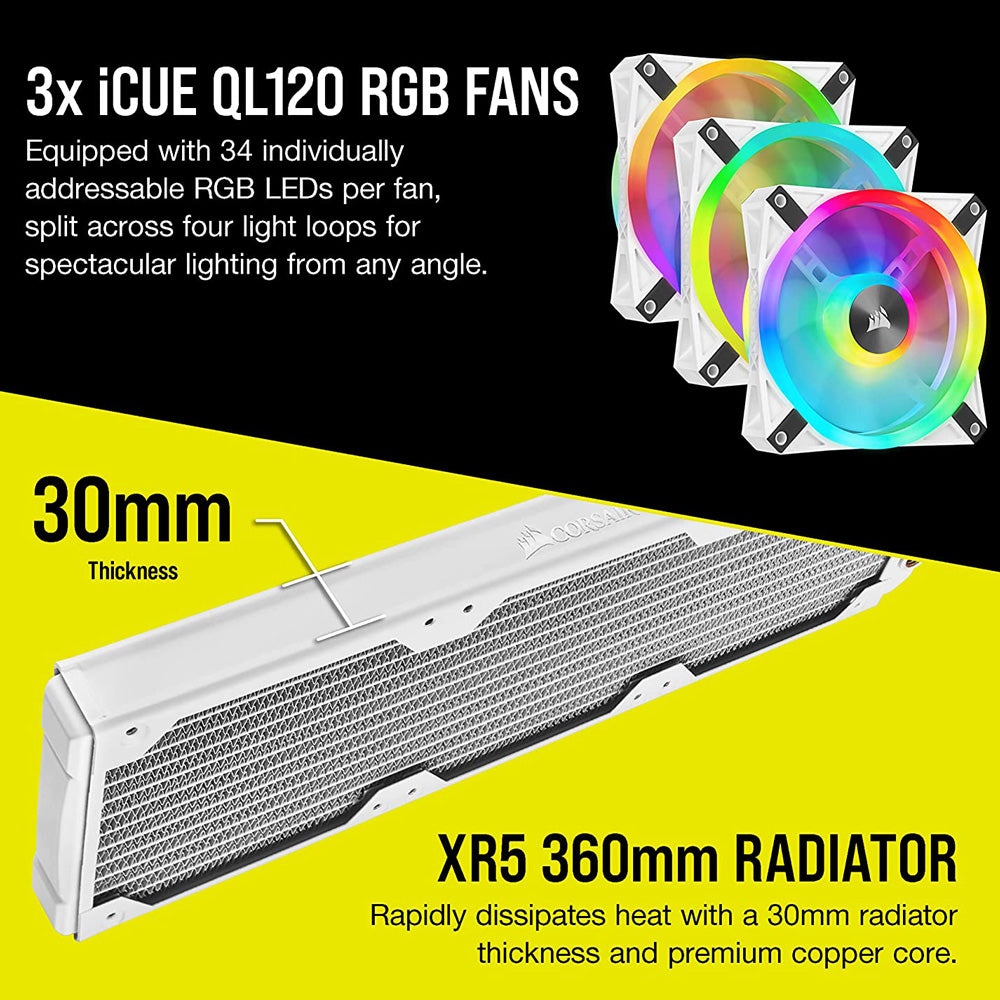 CORSAIR Hydro X Series iCUE XH305i RGB PRO Custom Cooling Kit - White