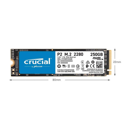 Crucial P2 250GB M.2 2280 PCIe NVMe इंटरनल सॉलिड स्टेट ड्राइव 