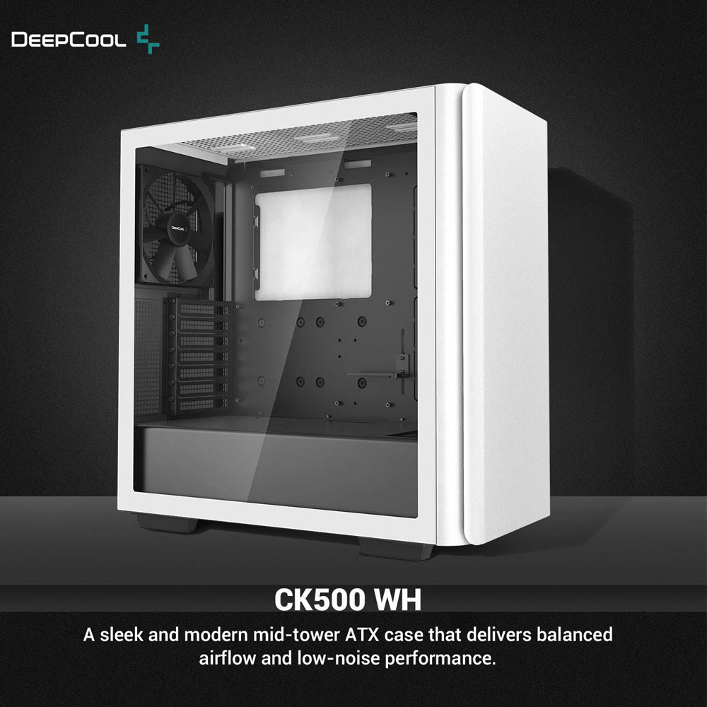 DEEPCOOL CK500 White Mid-Tower ATX Cabinet with 2 Pre-installed 140mm fans