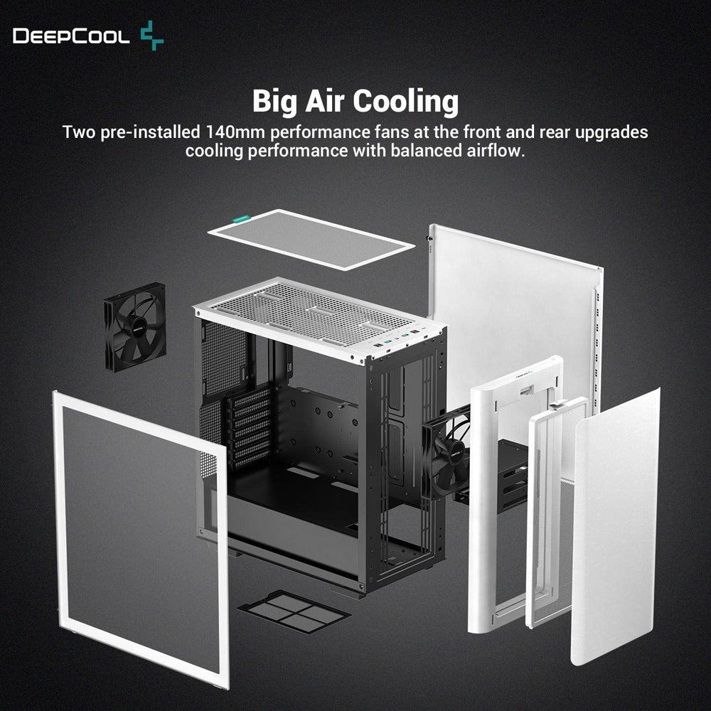 DEEPCOOL CK500 White Mid-Tower ATX Cabinet with 2 Pre-installed 140mm fans