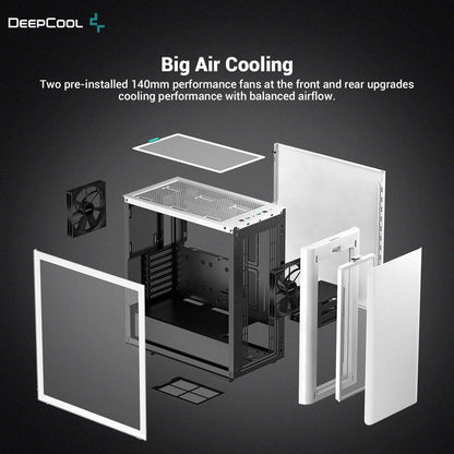 DEEPCOOL CK500 White Mid-Tower ATX Cabinet with 2 Pre-installed 140mm fans