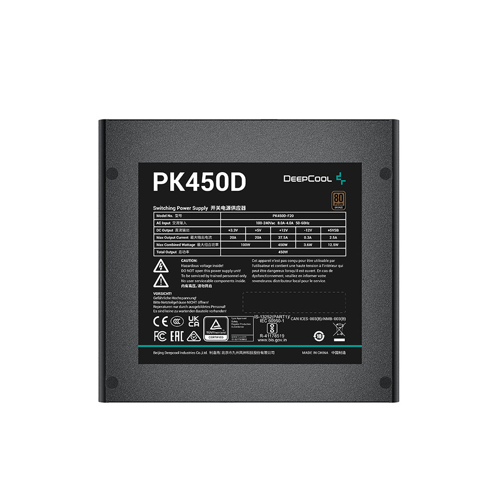 DEEPCOOL PK450D 450W Non-Modular 80 Plus Bronze SMPS Power Supply