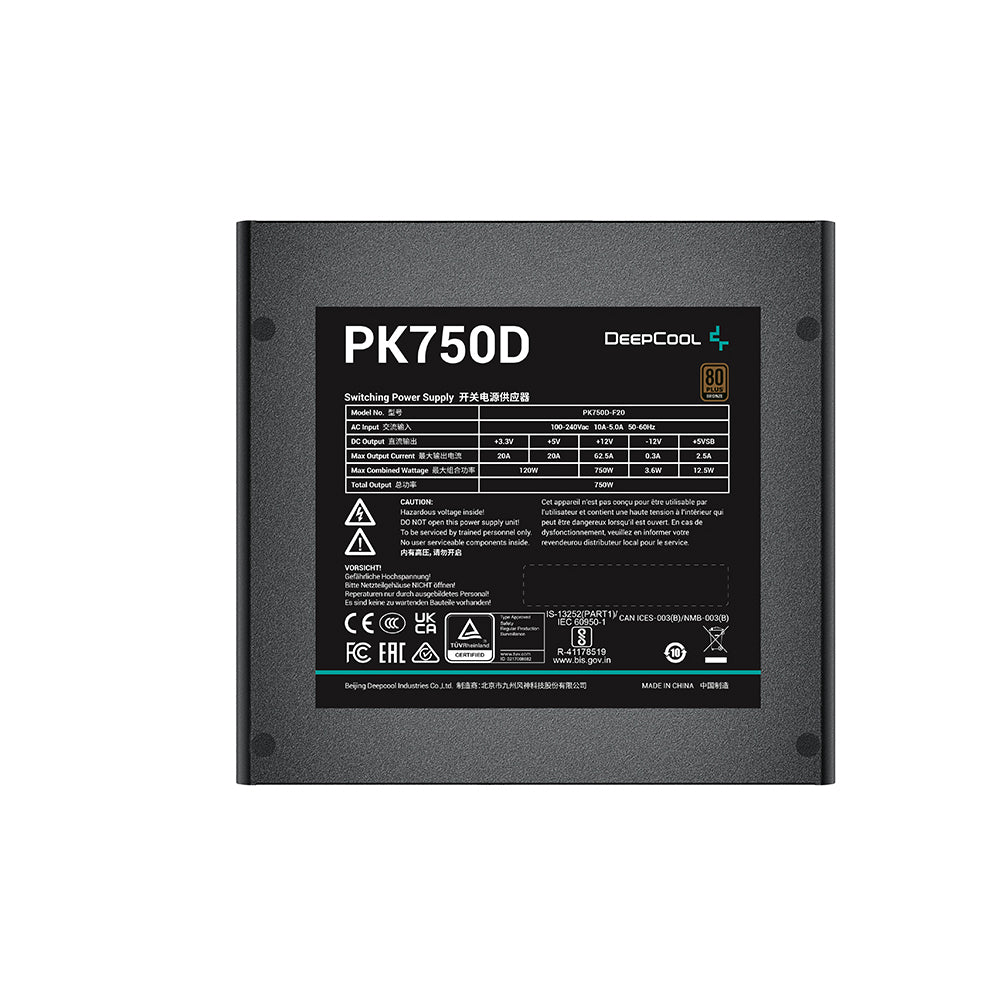 DEEPCOOL PK750D 750W नॉन-मॉड्यूलर 80 प्लस ब्रॉन्ज़ SMPS पावर सप्लाई