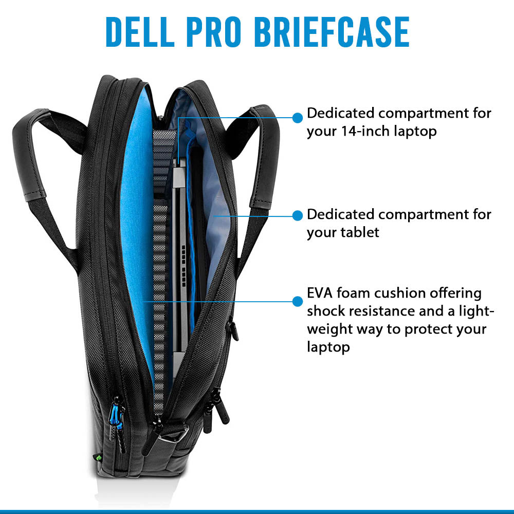 लैपटॉप के लिए Dell का 14 इंच का प्रोफ़ेशनल स्लिम ब्रीफ़केस (460-BCDR)