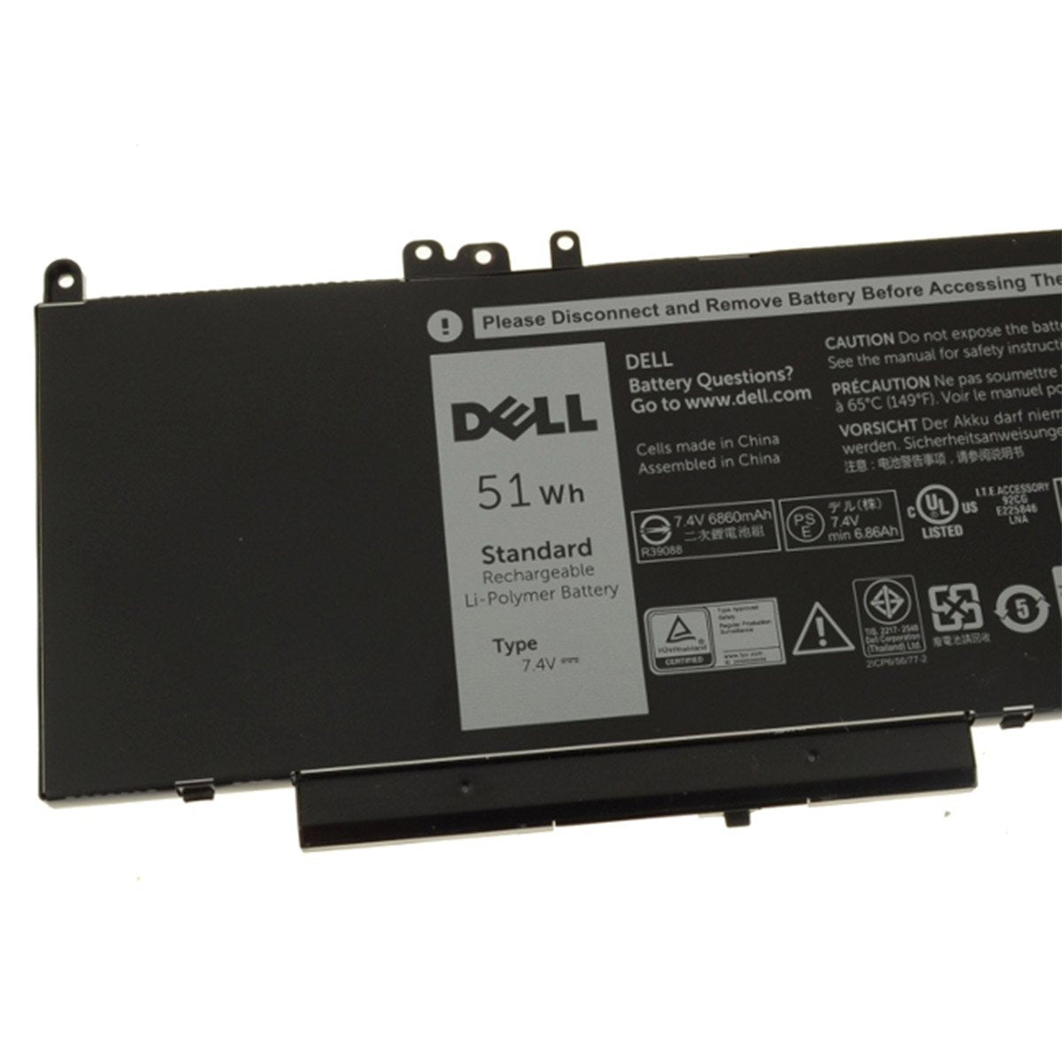 Dell मूल 6980mAh 7.4V 51WHr 4-सेल लैपटॉप बैटरी अक्षांश E5450 के लिए