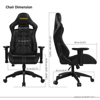 Gamdias Aphrodite MF1 L Gaming Chair with 135° Adjustable Backrest and 2D Armrest - Black
