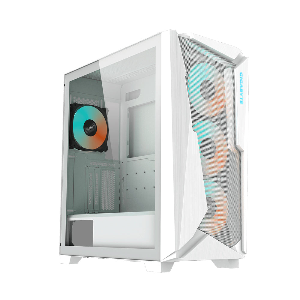 GIGABYTE C301 Glass White ARGB Mid-Tower Cabinet with 4 Pre-installed PWM Fans