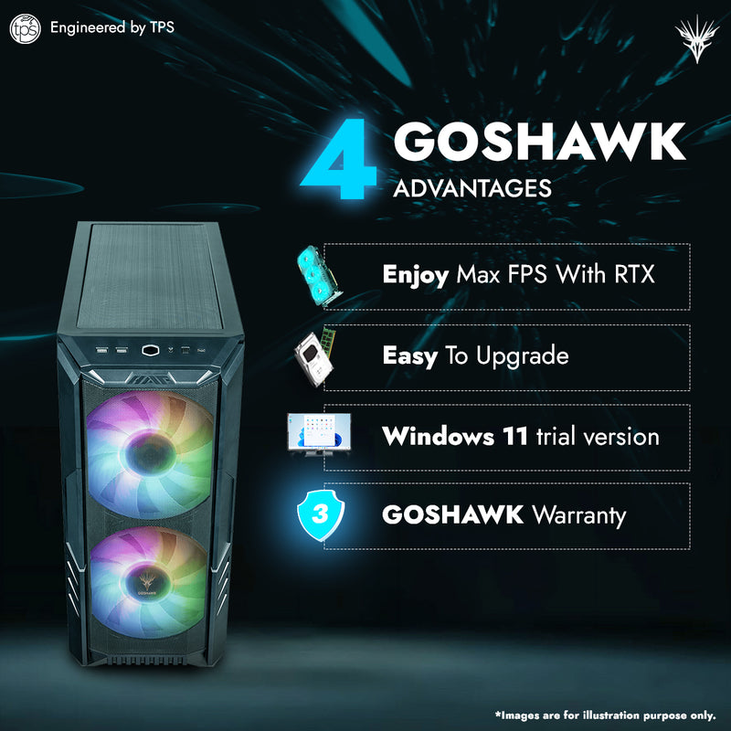 GOSHAWK Verge V2 Gaming Desktop PC with Intel Core i5 13th Generation/16GB DDR5 RAM/RTX 3070 Ti GPU 8GB/1TB PCIe 4.0 NVMe M.2 SSD/ 1TB Storage & Windows 11 Home Trial