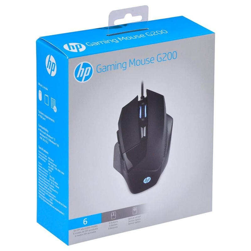 HP G200 Wired Optical RGB Gaming Mouse with Adjustable DPI up to 4000