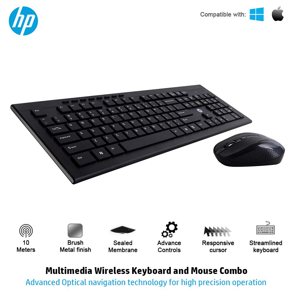 HP मल्टीमीडिया स्लिम वायरलेस कीबोर्ड और माउस कॉम्बो (4SC12PA)