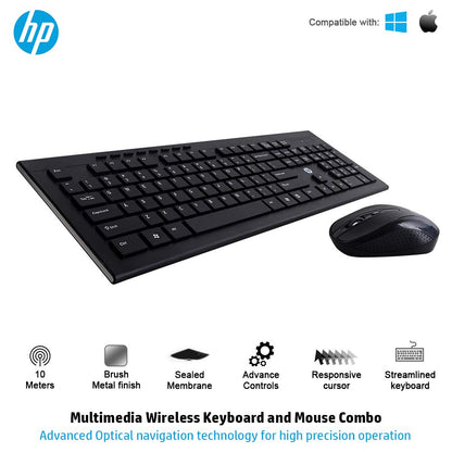 HP Multimedia Slim Wireless Spill Resistance Keyboard & Mouse Combo (4SC12PA)