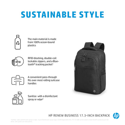 HP Renew Business 17.3-inch Laptop Backpack with RFID and Bluetooth Tracker Pocket