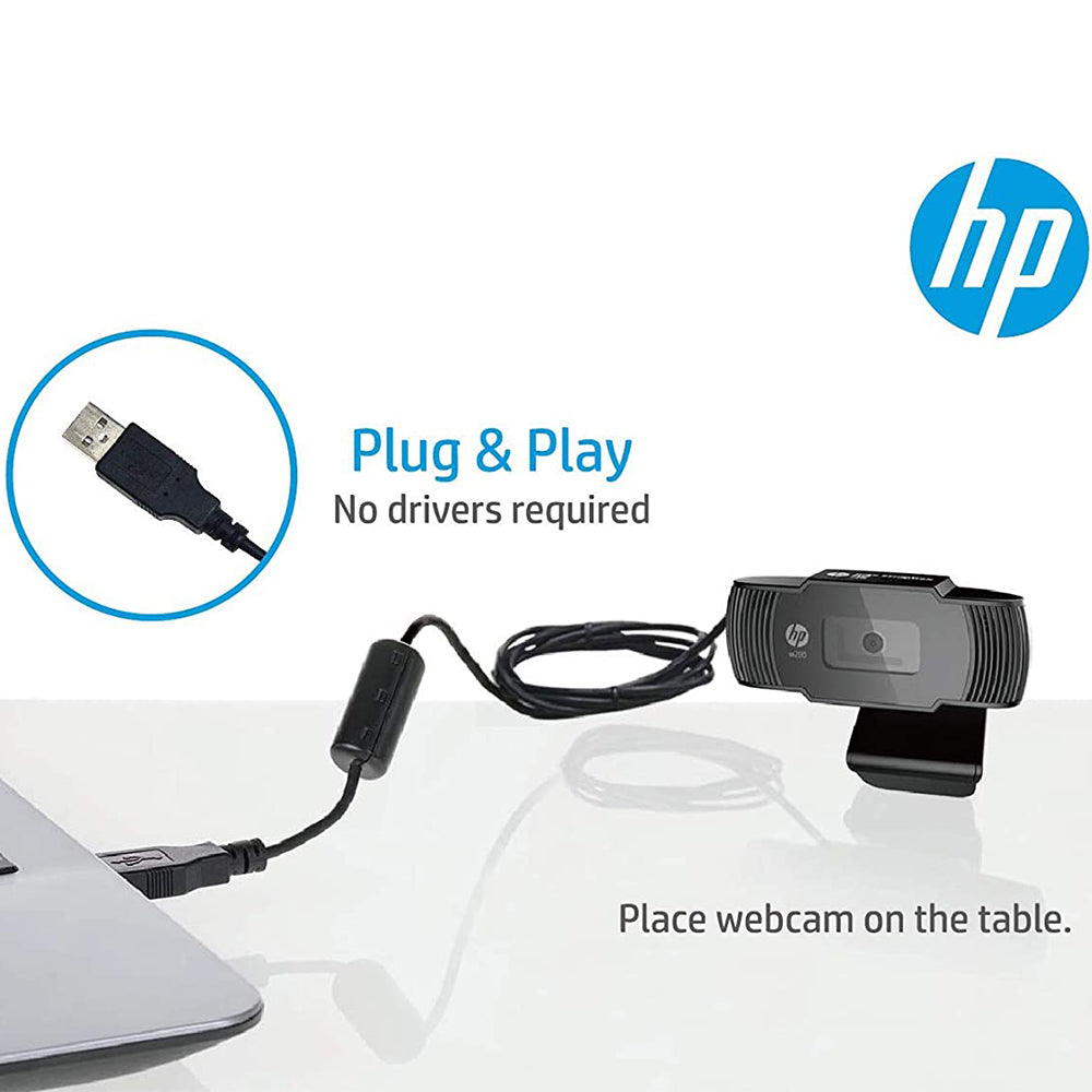 HP W200 720P HD Web Camera with Built-in Mic and Wide Angle View From TPS Technologies