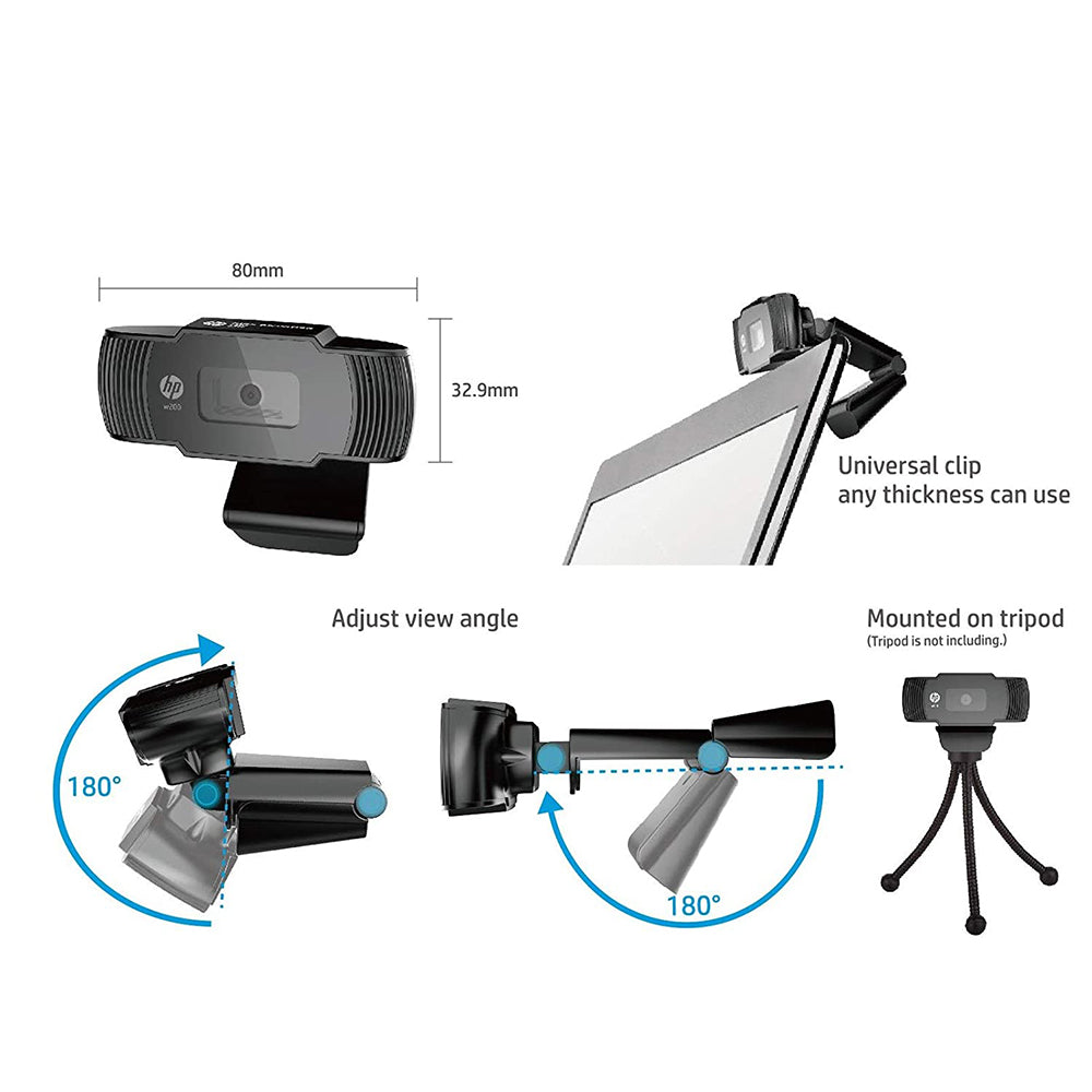 HP W200 720P HD Web Camera with Built-in Mic and Wide Angle View From TPS Technologies