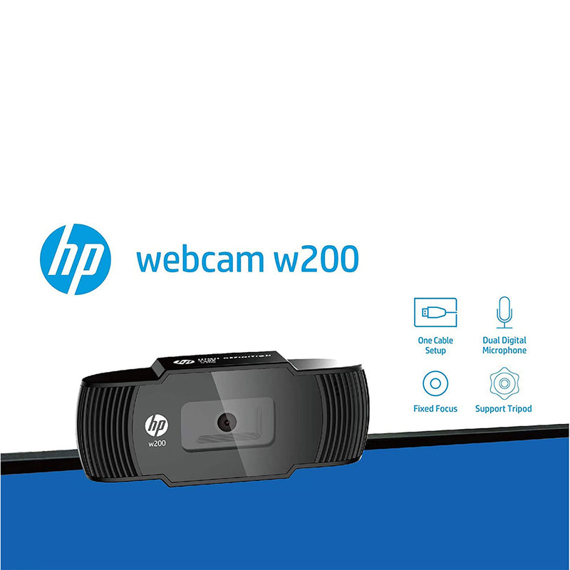 HP W200 720P HD Web Camera with Built-in Mic and Wide Angle View From TPS Technologies