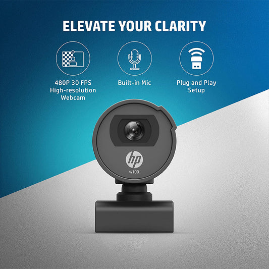 HP W100 480P HD Web Camera with Built-in Mic and Wide Angle View