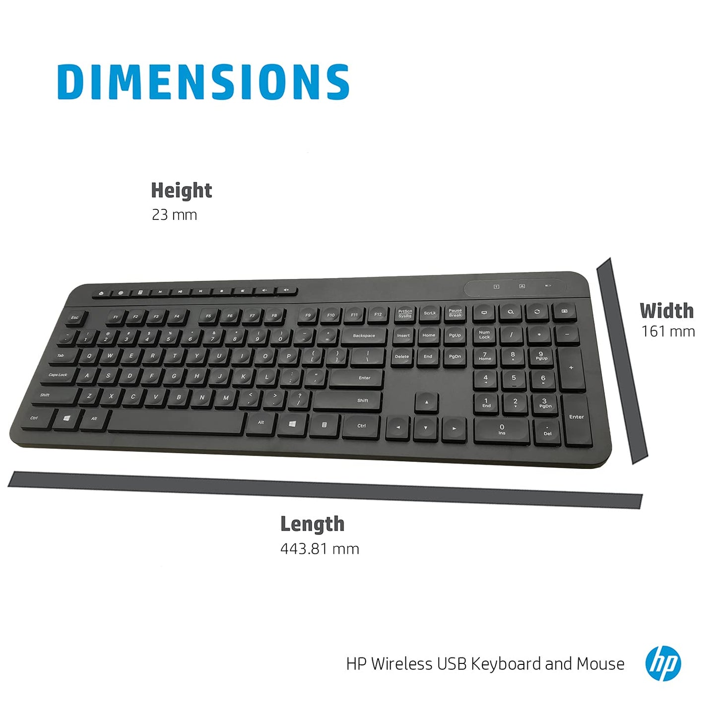 HP 1F0C9PA Wireless Full-size Keyboard and Optical Mouse Combo with Spill Resistant Design