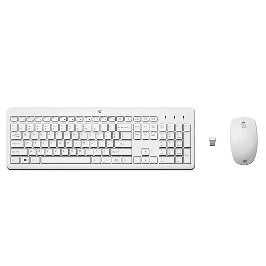 HP 230 वायरलेस कीबोर्ड और 1600DPI ऑप्टिकल माउस अल्ट्रा स्लिम कॉम्बो - सफ़ेद