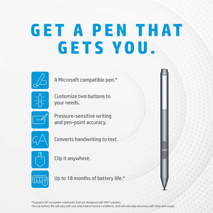 HP MPP 1.51 Stylus Pen with 18 Month Battery Life and Microsoft Pen Protocol