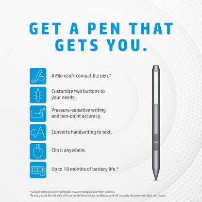 HP MPP 1.51 Stylus Pen with 18 Month Battery Life and Microsoft Pen Protocol