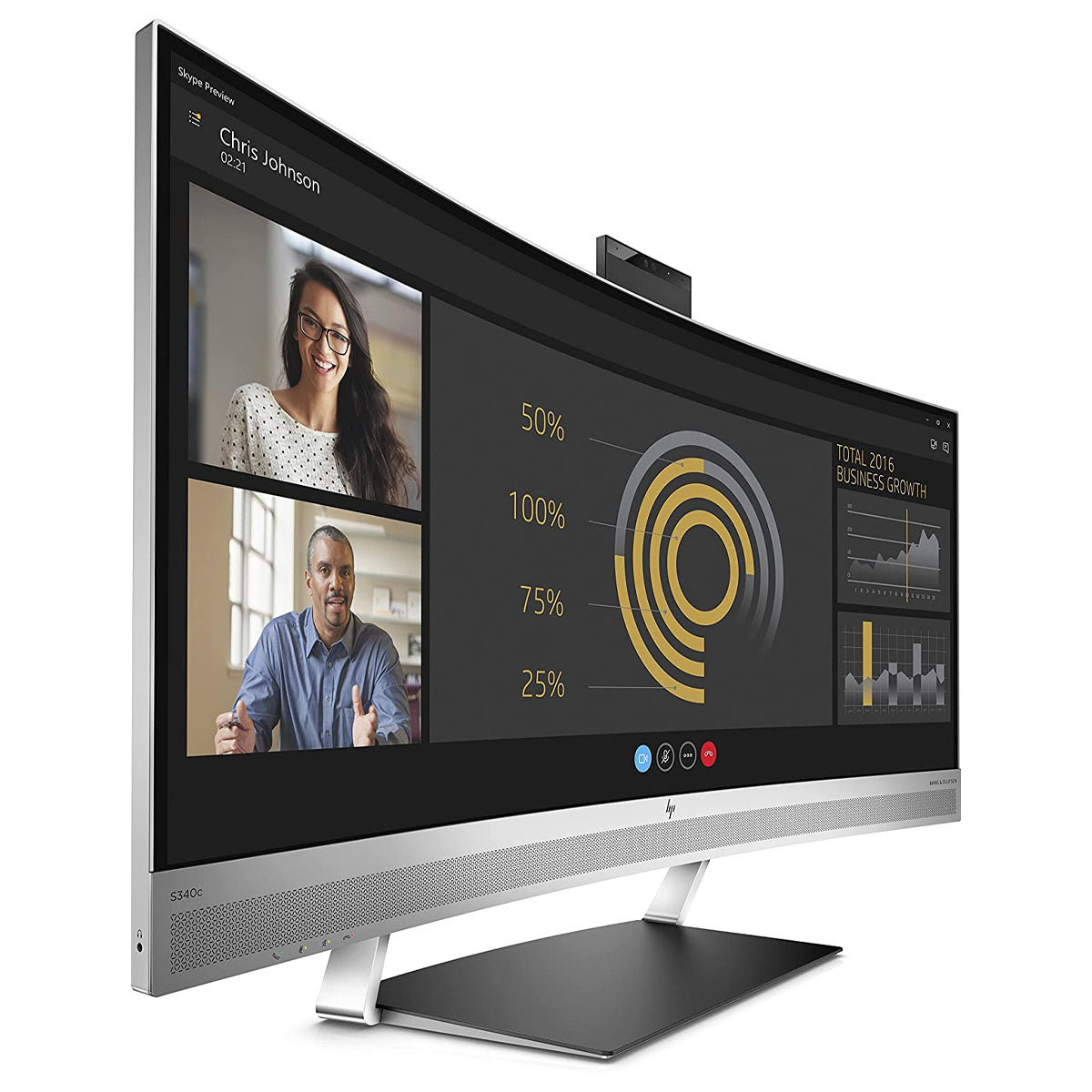HP EliteDisplay S340c 34-inch WQHD LED Curved Monitor with Integrated Pop-up camera and 7W Speakers by Bang & Olufsen