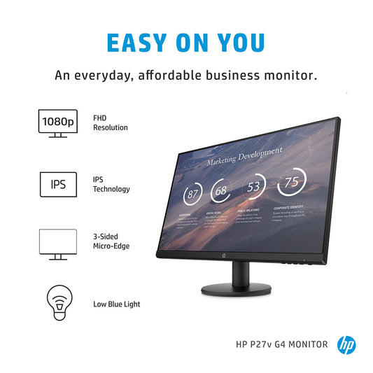 HP P27v G4 27-inch Full HD IPS Panel Anti-Glare Monitor with 178° Viewing Angles and Low Blue Light Mode
