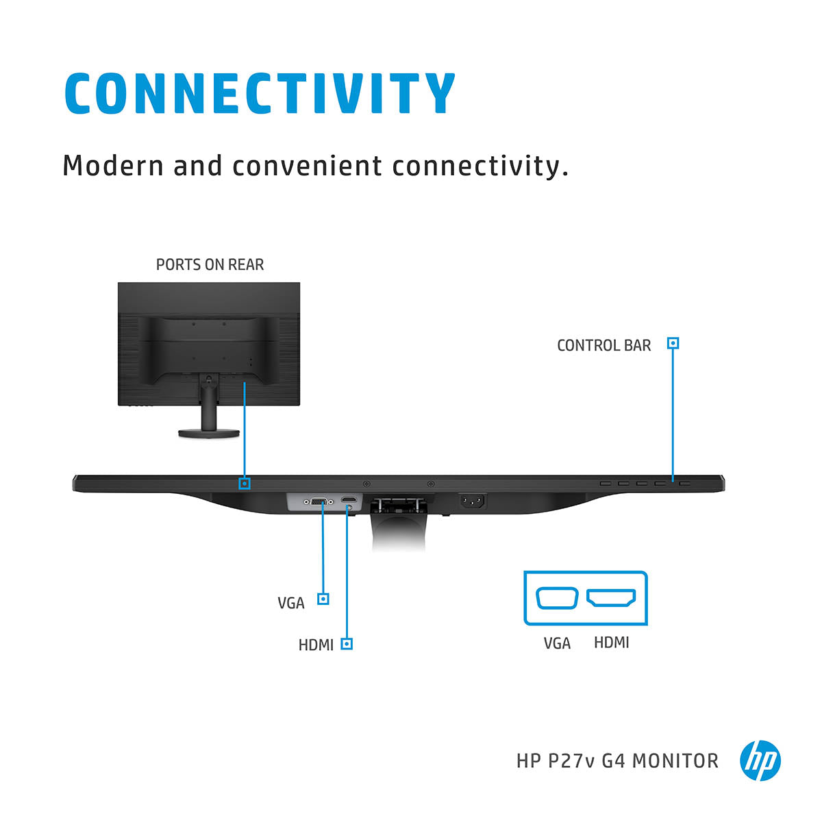 HP P27v G4 27-इंच फुल HD IPS पैनल एंटी-ग्लेयर मॉनिटर 178° व्यूइंग एंगल और लो ब्लू लाइट मोड के साथ