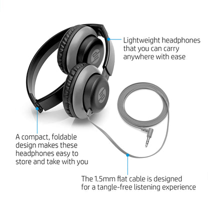 HP 200 Wired On-Ear Headphone with Foldable Design and 30mm Driver Unit