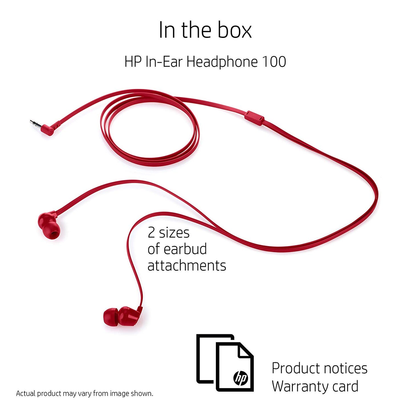 HP In-Ear Headphone with Noise Isolation Earbuds 1KF56AA (Red)