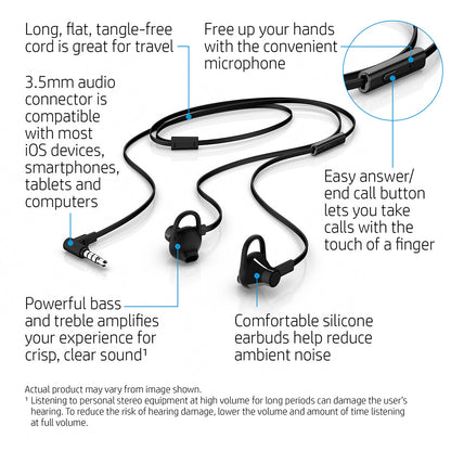 [RePacked] HP 150 Earbuds In Ear Wired Headset with in-line Microphone