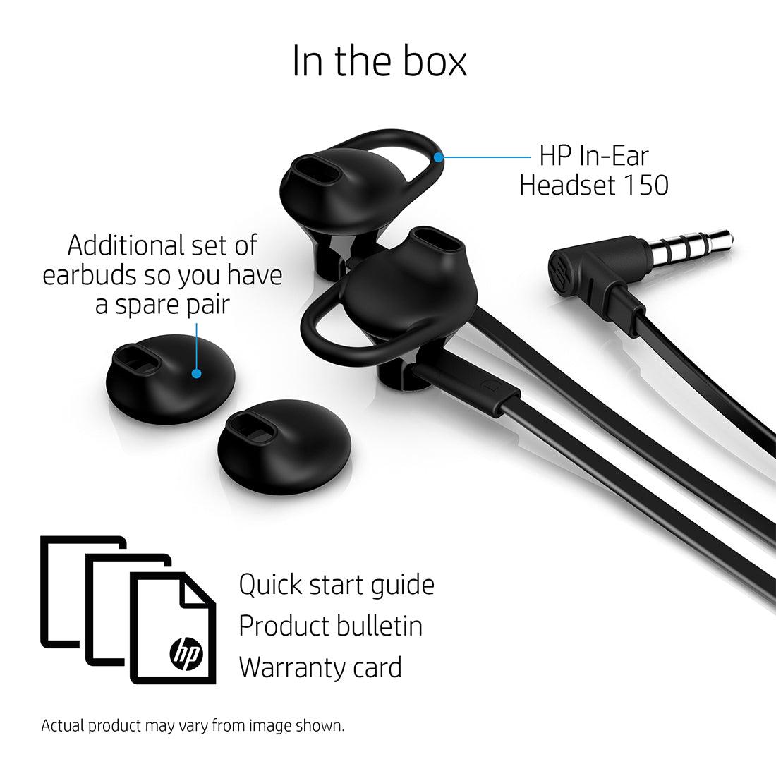 HP 150 Earbuds In Ear Wired Headset with in-line Microphone