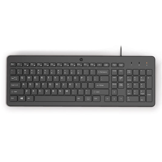 HP 150 वायर्ड फुल-साइज़ कीबोर्ड लो-प्रोफाइल शांत की के साथ
