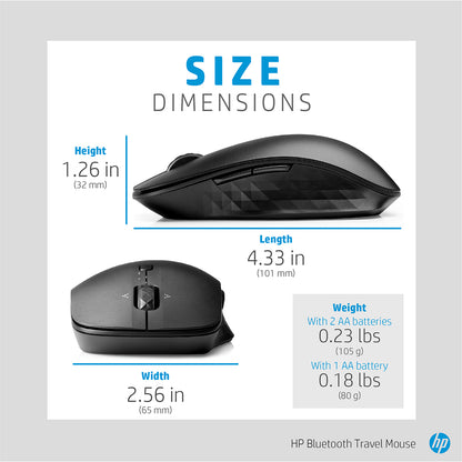 HP Bluetooth Travel Mouse with 5-buttons and Trackon-glass Sensor