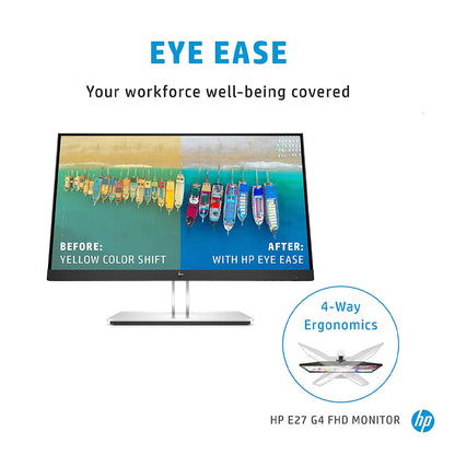 HP E27 G4 9VG71AA 27-इंच पूर्ण HD IPS मॉनिटर HP Eye Ease और एकीकृत USB 3.2 हब के साथ