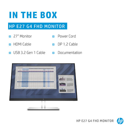 HP E27 G4 9VG71AA 27-इंच पूर्ण HD IPS मॉनिटर HP Eye Ease और एकीकृत USB 3.2 हब के साथ