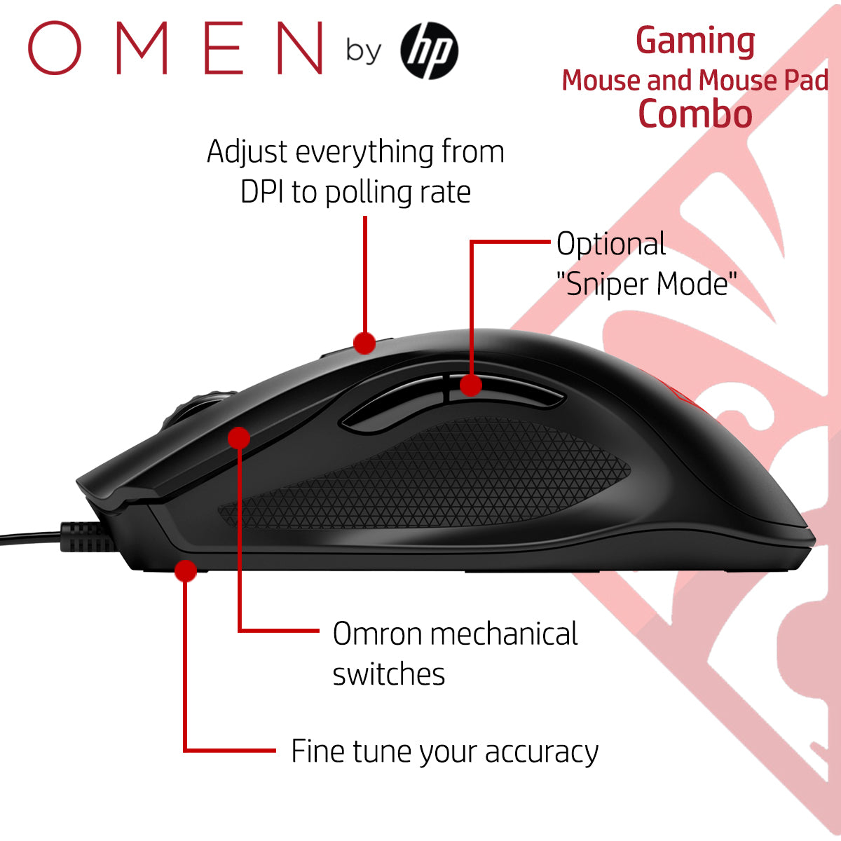 OMEN 400 Mouse and Mouse Pad Gaming Combo (3ML38AA, 2VP01AA)