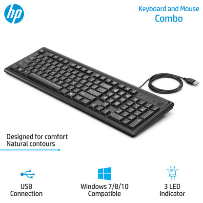 HP USB Wired Combo Keyboard 100 and X1000 Mouse (H2C21AA, 2UN30AA)