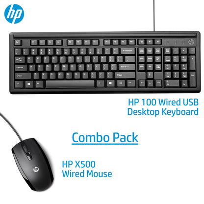 HP 100 Wired USB Keyboard and X500 Mouse Combo