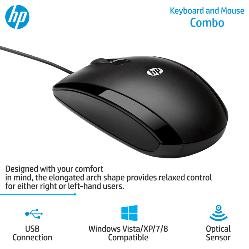HP 100 Wired USB Keyboard and X500 Mouse Combo