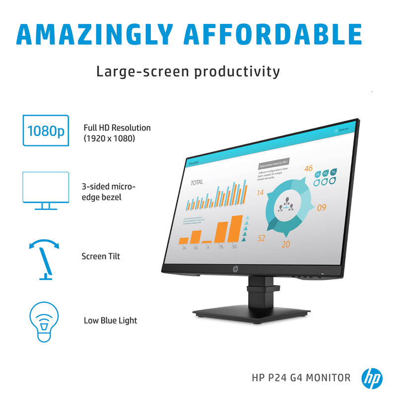 HP P24 G4 24-inch Full-HD IPS Monitor with Anti-glare and Low blue ...