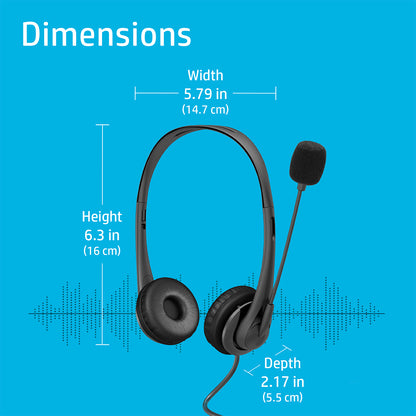 HP G2 Stereo Wired USB Headset with Noise-Cancelling Mic and In-Line Volume Control