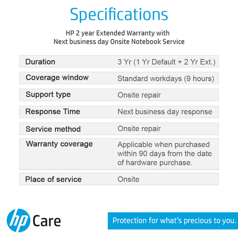 HP Care Pack 2 Years Additional Warranty with Next Day Onsite Support for ENVY & OMEN Laptops - NOT A LAPTOP