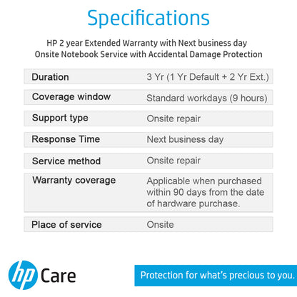 HP Care Pack 2 Years Additional Warranty with ADP for HP 14 15 & Chromebook Laptops - NOT A LAPTOP