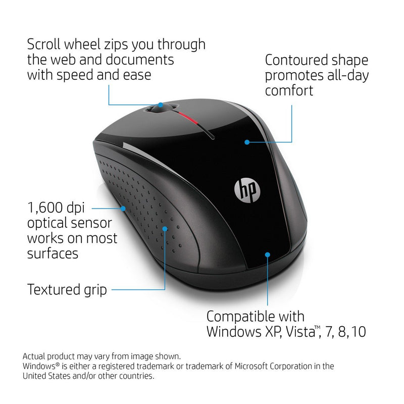 HP X3000 Black Wireless Optical Mouse with 2.4GHz Wireless Connectivity