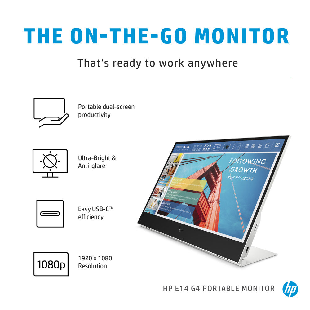 HP E14 G4 14-inch Full-HD IPS Portable Monitor with Anti-glare and 2 USB-C Ports