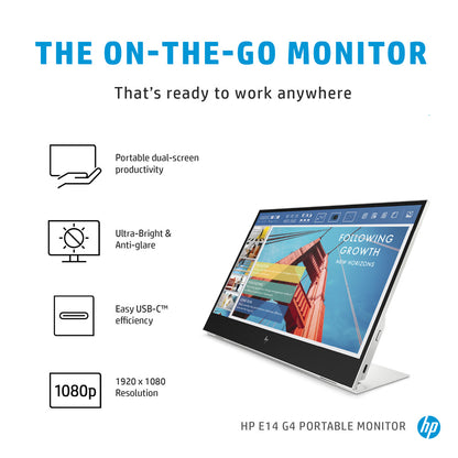 HP E14 G4 14-inch Full-HD IPS Portable Monitor with Anti-glare and 2 USB-C Ports