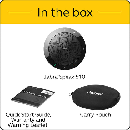 Jabra Speak 510 वायरलेस ब्लूटूथ स्पीकर सर्वदिशात्मक माइक्रोफोन के साथ और 8 जोड़ी डिवाइस तक