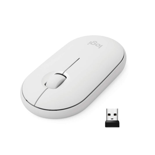 Logitech Pebble M350 Wireless Optical Silent Mouse with Dual Connectivity - White