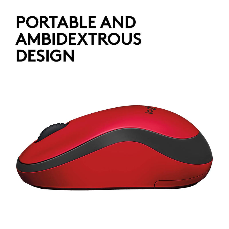 Logitech M221 Silent Wireless Optical Red Mouse with 1000DPI and 2.4 GHz Technology